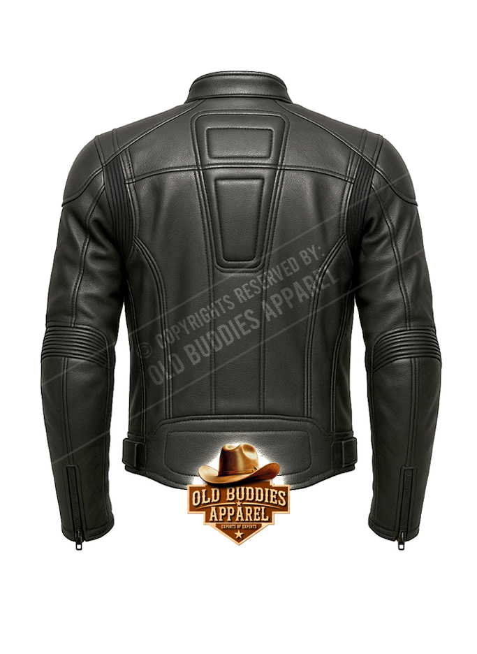 Racing Jacket for Men (CB_B) Black Racing Leather Jacket for Men – Back View