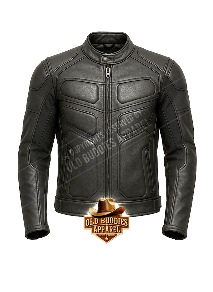 Racing Jacket for Men (CB_F) Black Racing Leather Jacket for Men – Front View